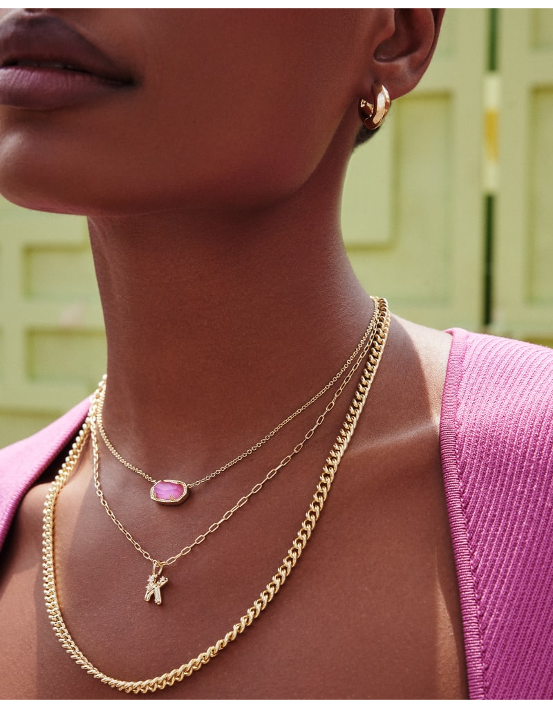 KENDRA SCOTT DESIGN Crystal Letter K Gold Short Pendant Necklace in White Crystal