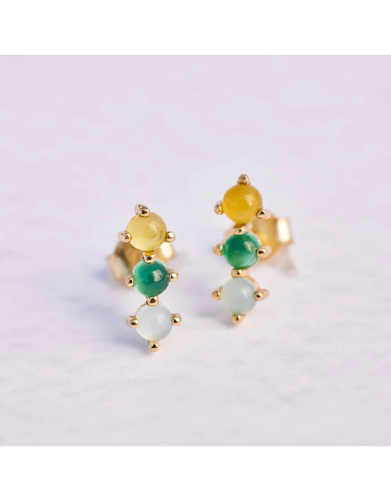 PURA VIDA 3 Stone Stud Earrings in Gold