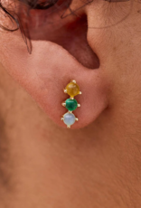 PURA VIDA 3 Stone Stud Earrings in Gold