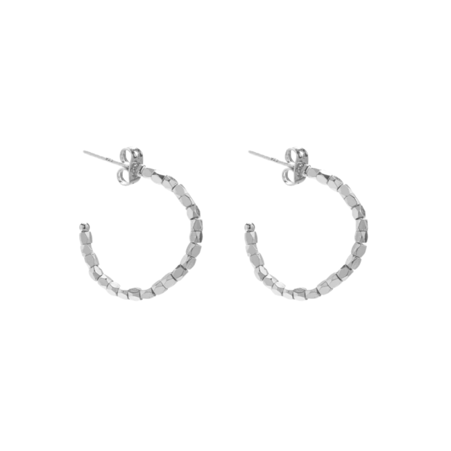 Diamond Cut Hoop Earrings in Silver