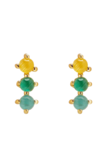 PURA VIDA 3 Stone Stud Earrings in Gold