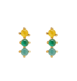 PURA VIDA 3 Stone Stud Earrings in Gold