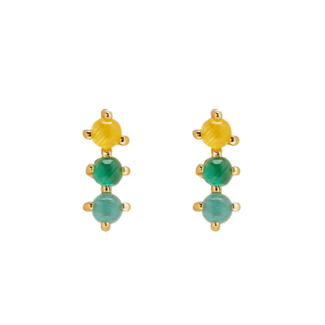 PURA VIDA 3 Stone Stud Earrings in Gold