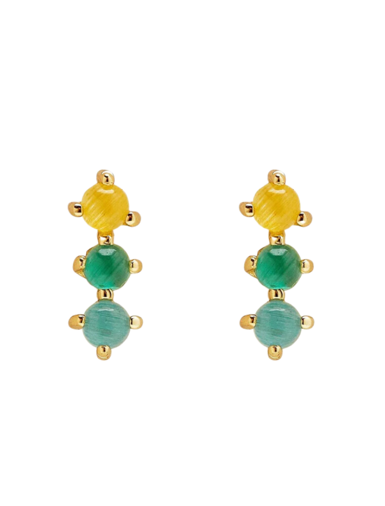 PURA VIDA 3 Stone Stud Earrings in Gold