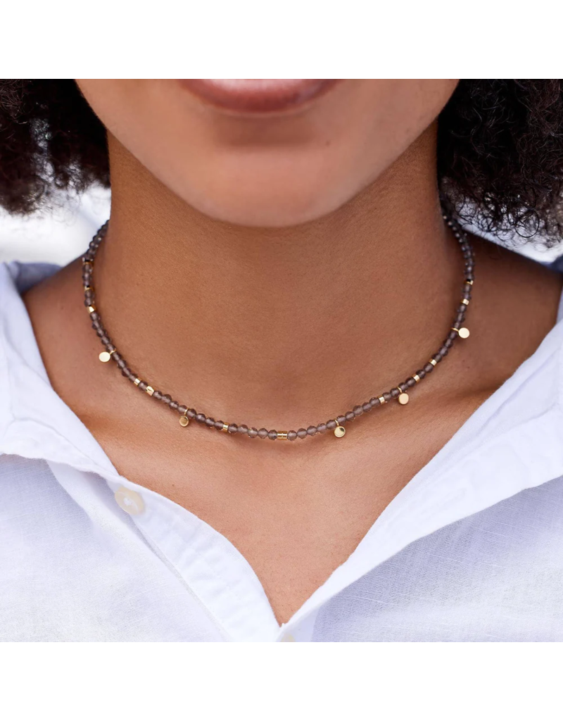 PURA VIDA Smokey Quartz Beaded Choker