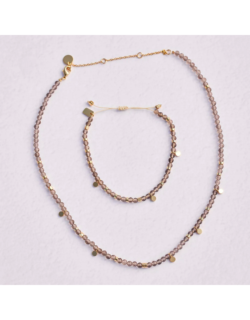 PURA VIDA Smokey Quartz Beaded Choker