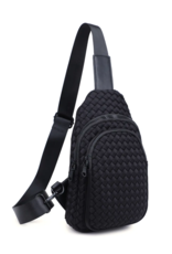 SOL & SELENE Beyond The Horizon Woven Neoprene Sling Backpack in Black
