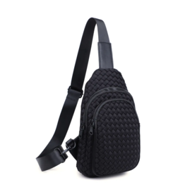 SOL & SELENE Beyond The Horizon Woven Neoprene Sling Backpack in Black