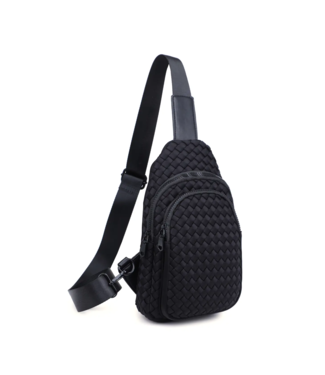 SOL & SELENE Beyond The Horizon Woven Neoprene Sling Backpack in Black