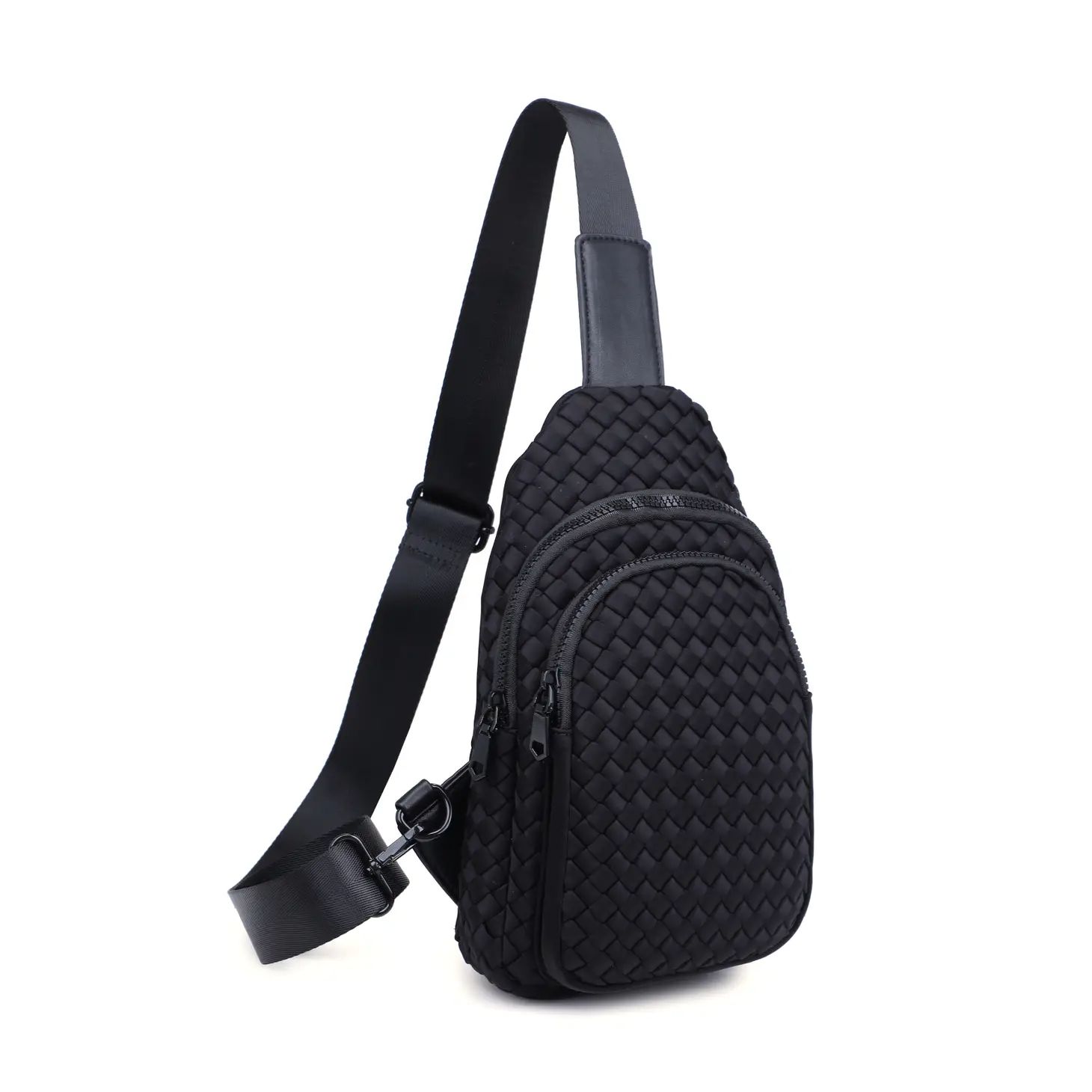 SOL & SELENE Beyond The Horizon Woven Neoprene Sling Backpack in Black
