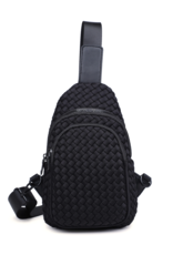 SOL & SELENE Beyond The Horizon Woven Neoprene Sling Backpack in Black