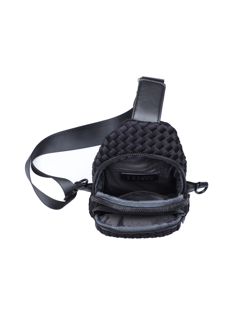 SOL & SELENE Beyond The Horizon Woven Neoprene Sling Backpack in Black
