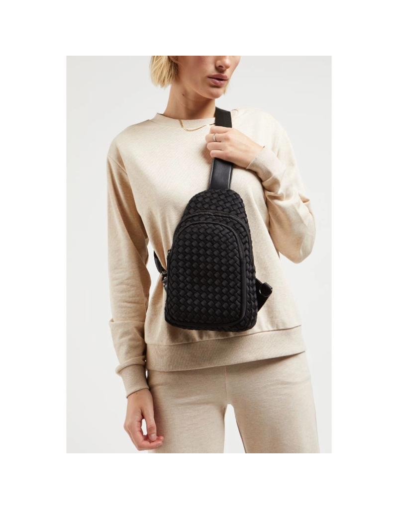 SOL & SELENE Beyond The Horizon Woven Neoprene Sling Backpack in Black