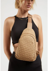 SOL & SELENE Beyond The Horizon Woven Neoprene Sling Backpack in Nude SOL & SELENE Beyond The Horizon Woven Neoprene Sling Backpack in Nude