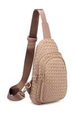 SOL & SELENE Beyond The Horizon Woven Neoprene Sling Backpack in Nude SOL & SELENE Beyond The Horizon Woven Neoprene Sling Backpack in Nude