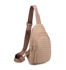 SOL & SELENE Beyond The Horizon Woven Neoprene Sling Backpack in Nude