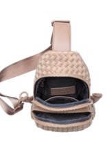 SOL & SELENE Beyond The Horizon Woven Neoprene Sling Backpack in Nude SOL & SELENE Beyond The Horizon Woven Neoprene Sling Backpack in Nude