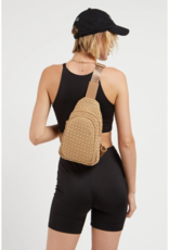 SOL & SELENE Beyond The Horizon Woven Neoprene Sling Backpack in Nude SOL & SELENE Beyond The Horizon Woven Neoprene Sling Backpack in Nude