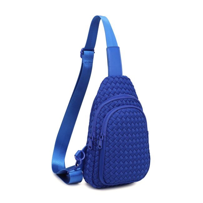 Beyond The Horizon Woven Neoprene Sling Backpack in Royal Blue