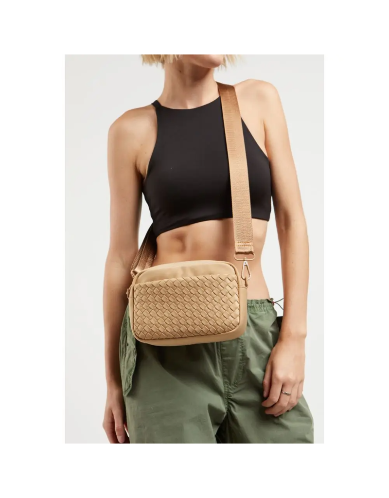 SOL & SELENE Inspiration Woven Neoprene Crossbody in Nude