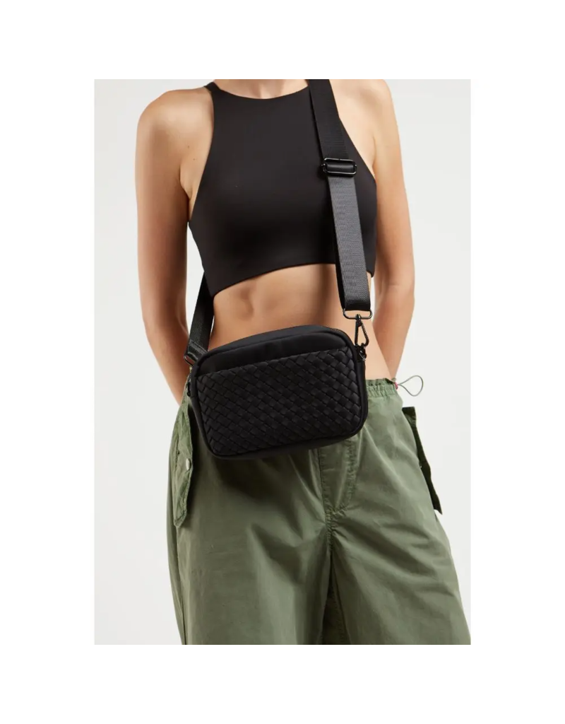 SOL & SELENE Inspiration Woven Neoprene Crossbody in Black