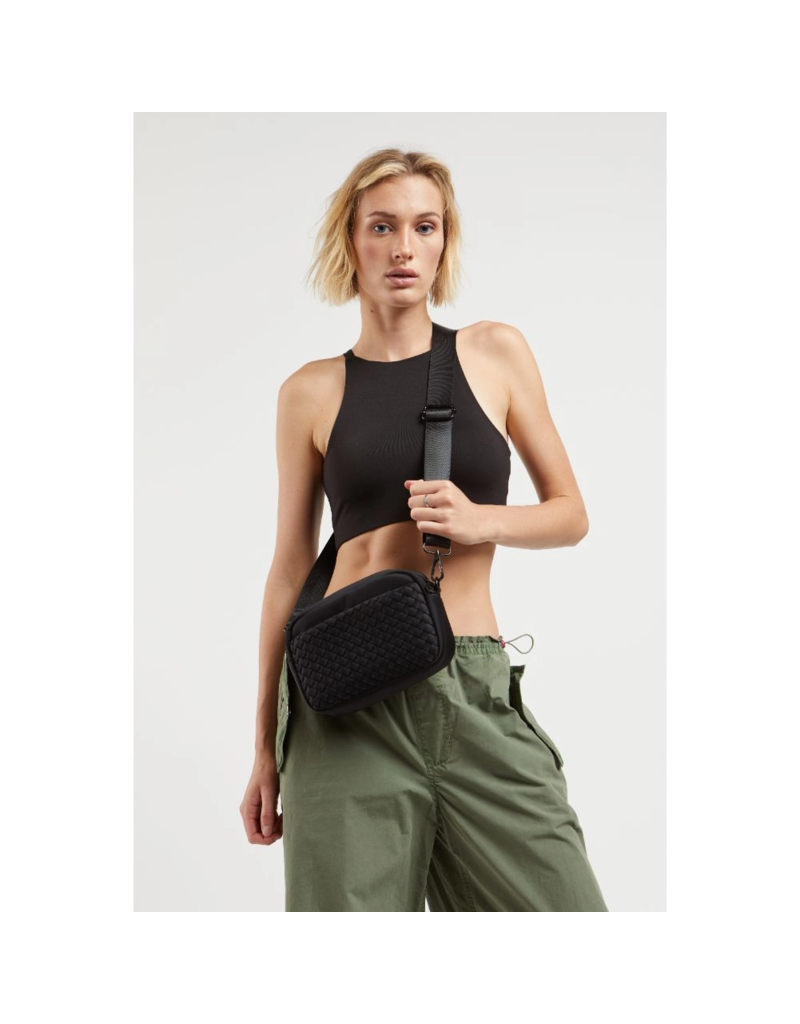 SOL & SELENE Inspiration Woven Neoprene Crossbody in Black