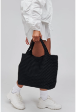 SOL & SELENE Sky's The Limit Woven Neoprene Medium Tote in Black SOL & SELENE Sky's The Limit Woven Neoprene Medium Tote in Black