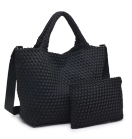 SOL & SELENE Sky's The Limit Woven Neoprene Medium Tote in Black