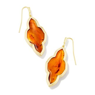 KENDRA SCOTT DESIGN Framed Abbie Gold Drop Earrings in Marbled Amber Illusion