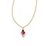 Framed Abbie Gold Short Pendant Necklace in Light Burgundy Illusion