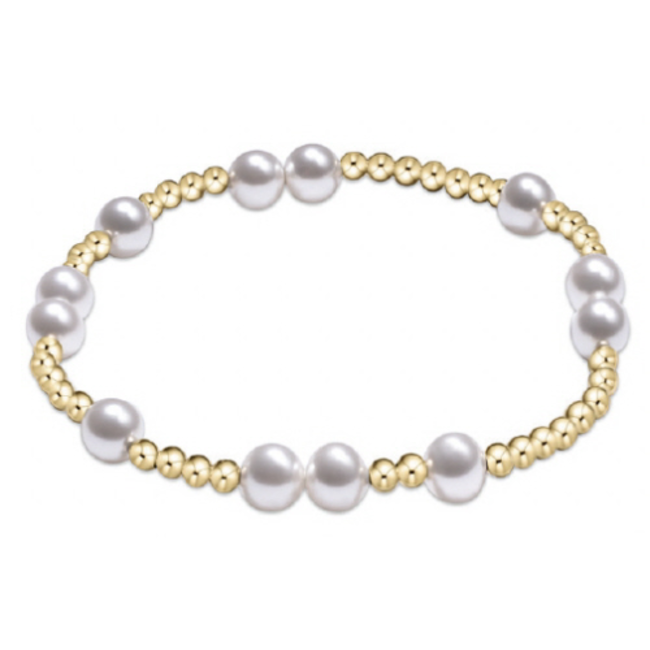 Hope Unwritten 6mm Bead Bracelet - Pearl/Gold