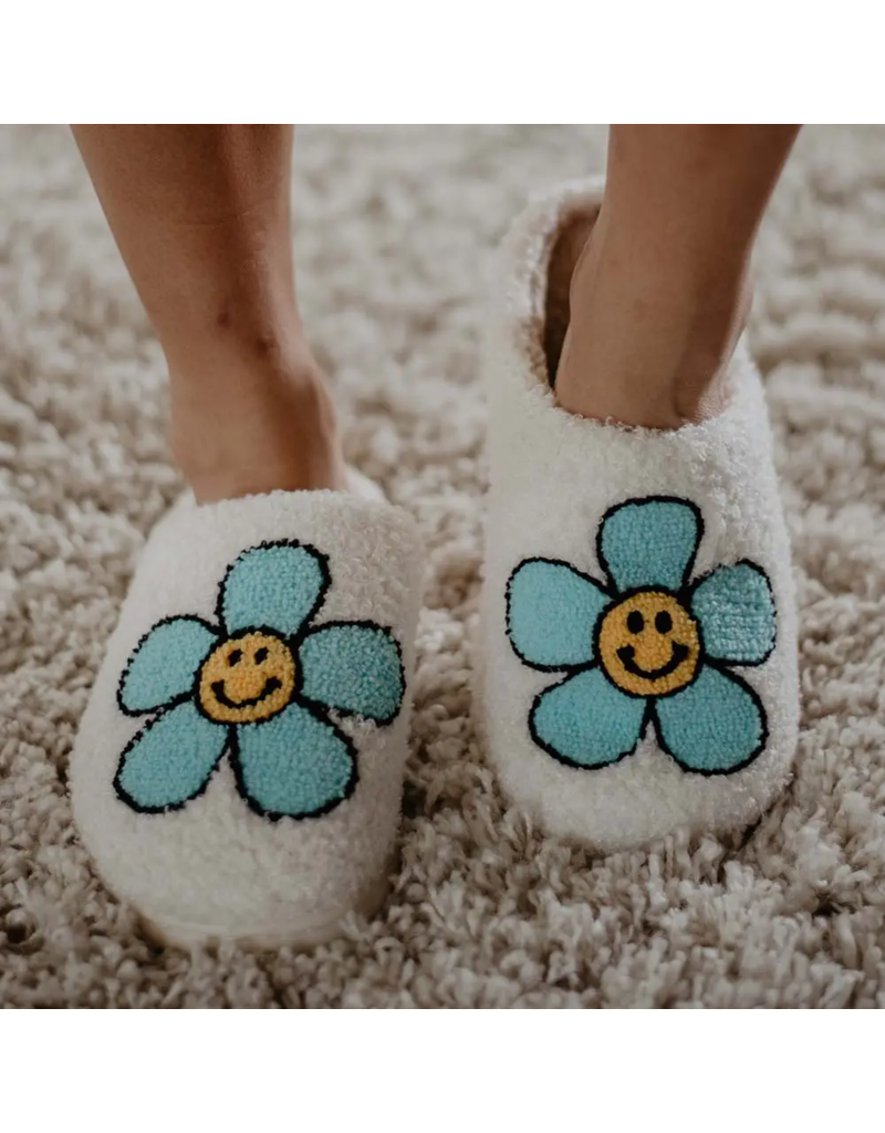 KATYDID Mint Daisy Happy Face Slippers