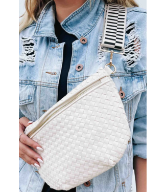 PRETTY SIMPLE Woven Westlyn Bum Bag in Cream