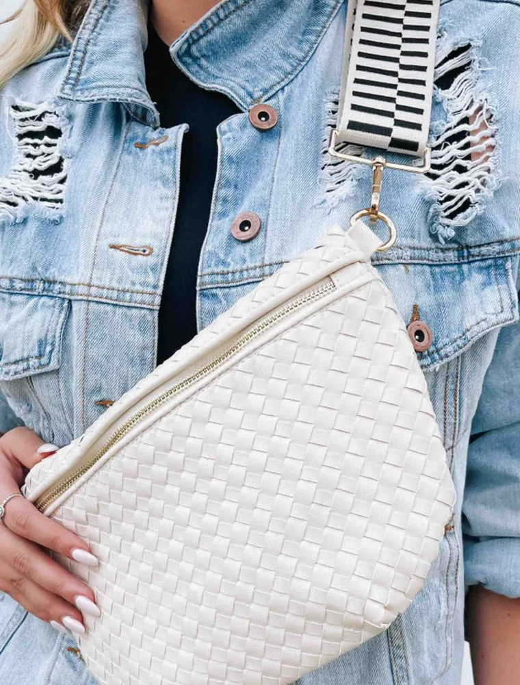 PRETTY SIMPLE Woven Westlyn Bum Bag in Cream