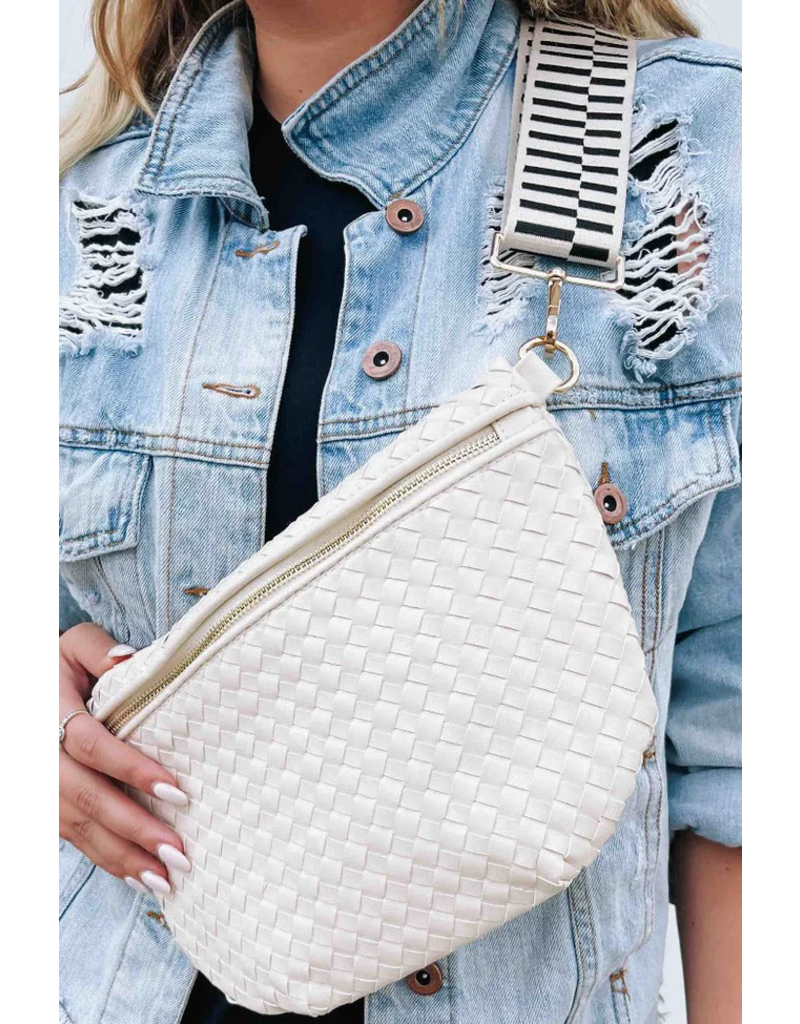 PRETTY SIMPLE Woven Westlyn Bum Bag in Cream