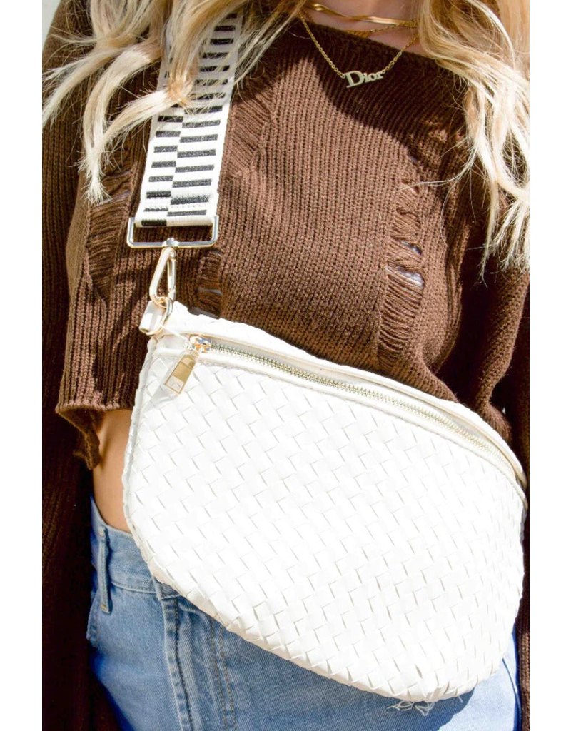 PRETTY SIMPLE Woven Westlyn Bum Bag in Cream