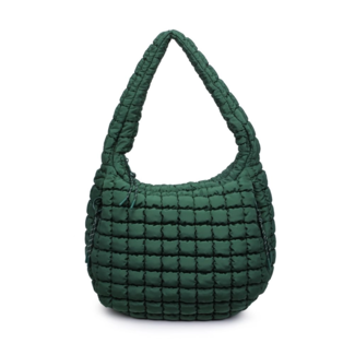 SOL & SELENE Revive Puffy Quilted Nylon Hobo in Emerald