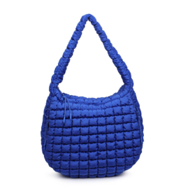 SOL & SELENE Revive Puffy Quilted Nylon Hobo in Cobalt