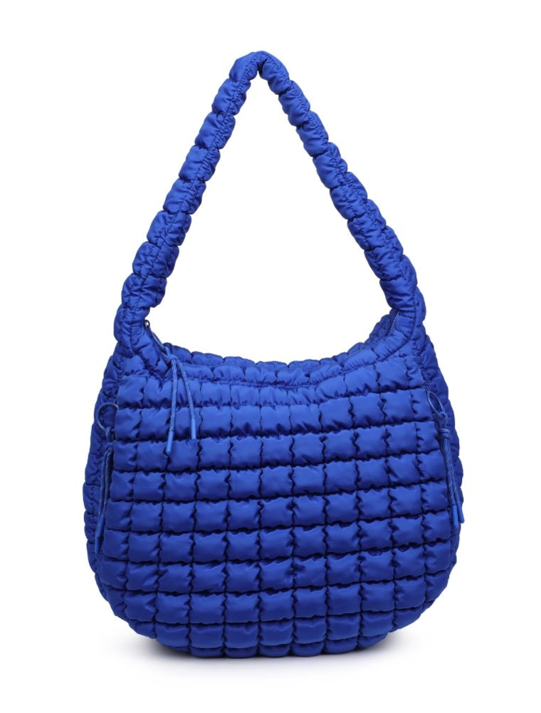 SOL & SELENE Revive Puffy Quilted Nylon Hobo in Cobalt