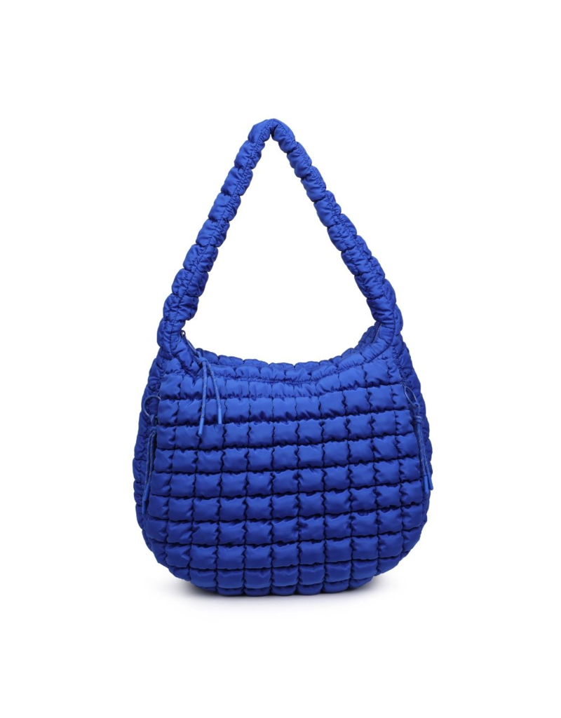 SOL & SELENE Revive Puffy Quilted Nylon Hobo in Cobalt