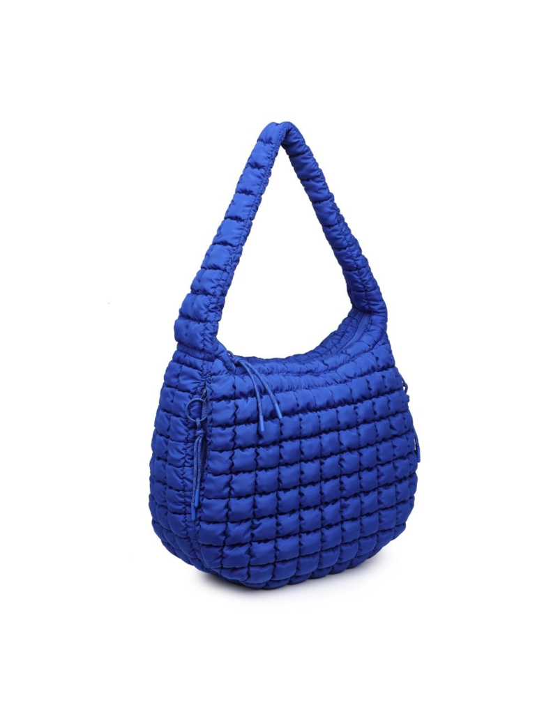 SOL & SELENE Revive Puffy Quilted Nylon Hobo in Cobalt