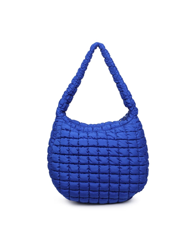 SOL & SELENE Revive Puffy Quilted Nylon Hobo in Cobalt