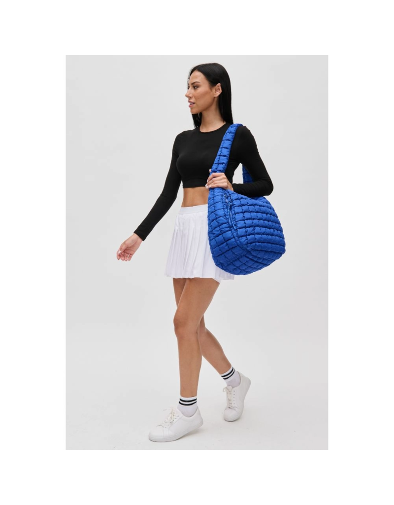 SOL & SELENE Revive Puffy Quilted Nylon Hobo in Cobalt