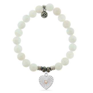 TJAZELLE Opal Heart Bracelet in White Moonstone & Silver