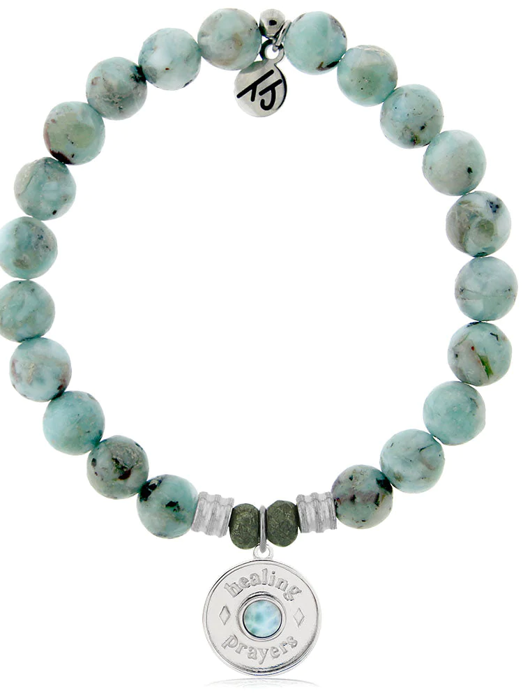 TJAZELLE Larimar Healing Prayers Bracelet in Larimar & Silver