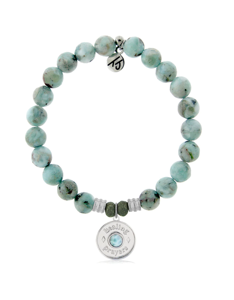 TJAZELLE Larimar Healing Prayers Bracelet in Larimar & Silver