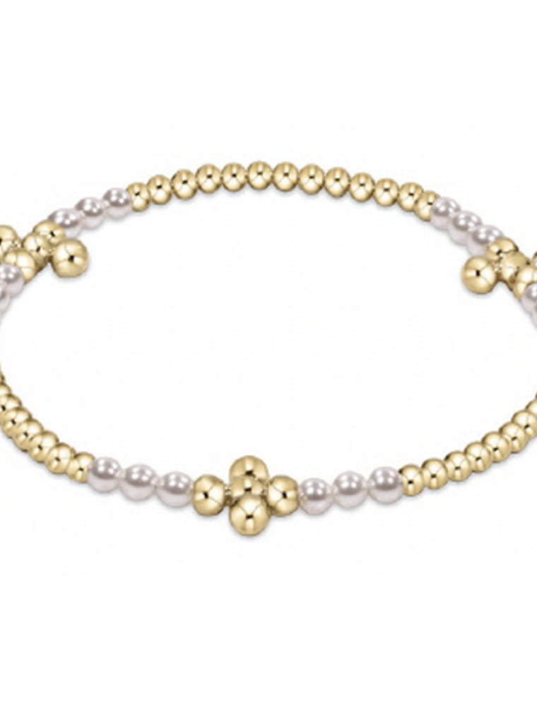 ENEWTON DESIGN Signature Cross Bliss Pattern 2.5mm Bead Bracelet - Pearl/Gold