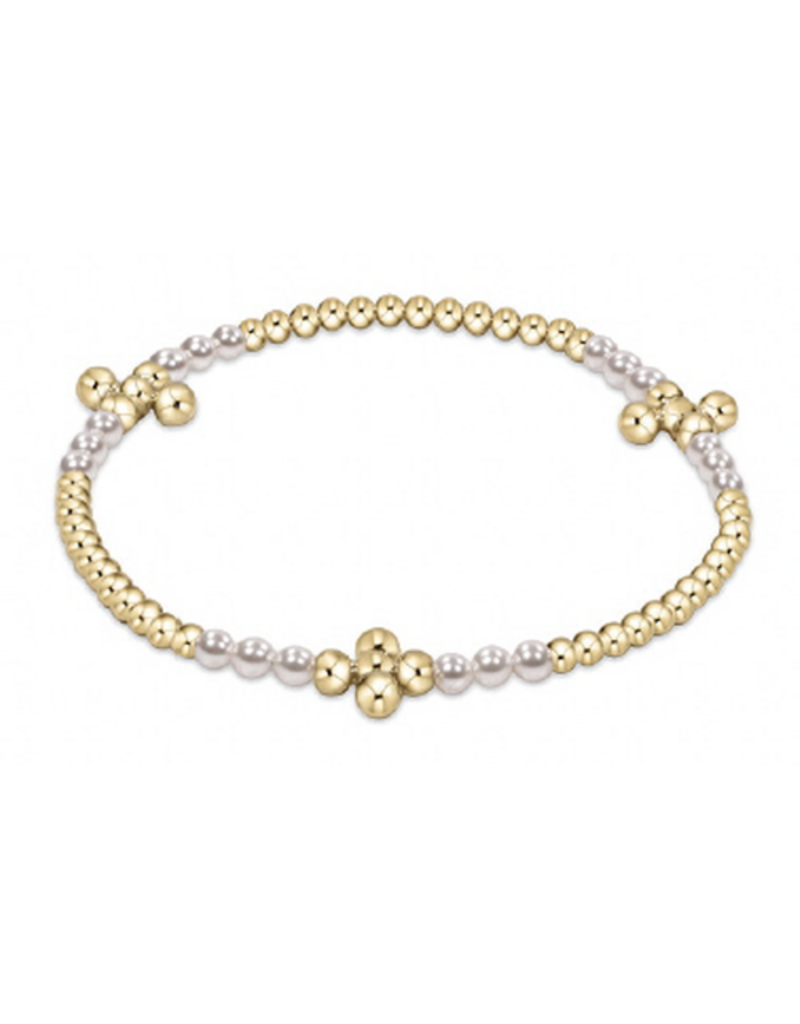 ENEWTON DESIGN Signature Cross Bliss Pattern 2.5mm Bead Bracelet - Pearl/Gold