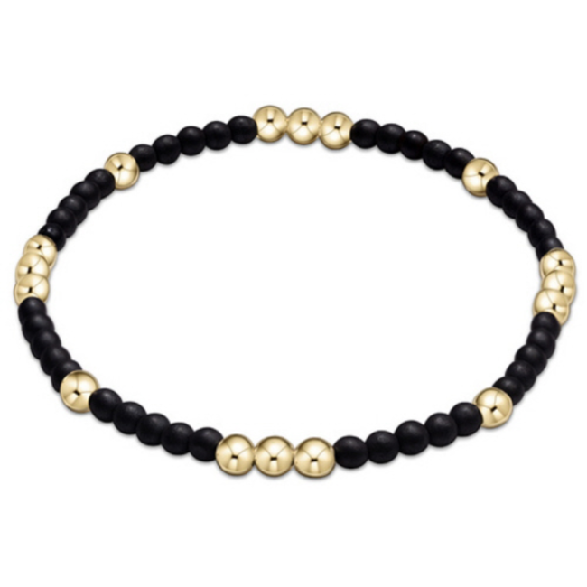 Worthy Pattern 3mm Bead Bracelet - Matte Onyx/Gold