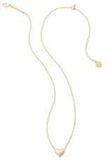 KENDRA SCOTT DESIGN Framed Ari Heart Gold Short Pendant Necklace in White Opalescent Resin